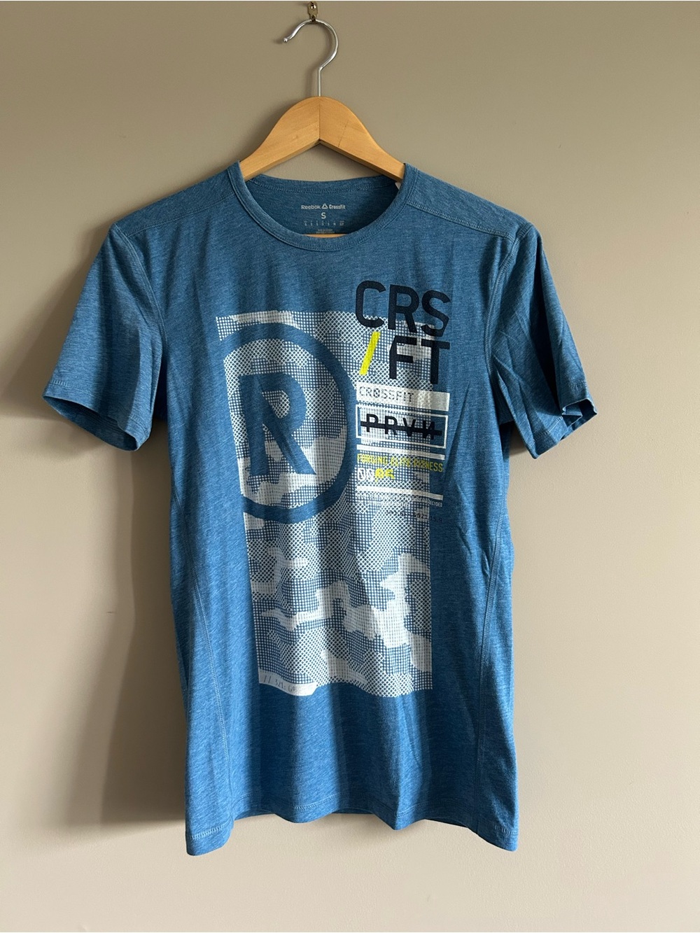 Reebok Crossfit Men's Heather Blue Graphic Short Sleeve Tee